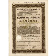 Банкнота Облигация 4,5% 1000 рейхсмарок 1935 года Германия