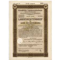 Банкнота Облигация 4,5% 1000 рейхсмарок 1935 года Германия