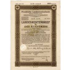 Банкнота Облигация 4,5% 1000 рейхсмарок 1935 года Германия