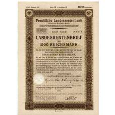 Банкнота Облигация 4,5% 1000 рейхсмарок 1937 года Германия