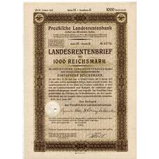 Банкнота Облигация 4,5% 1000 рейхсмарок 1937 года Германия