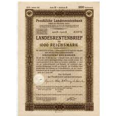Банкнота Облигация 4,5% 1000 рейхсмарок 1937 года Германия