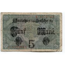 Банкнота 5 марок 1917 года Германия (реверс)