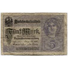 Банкнота 5 марок 1917 года Германия