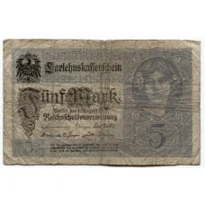 Банкнота 5 марок 1917 года Германия