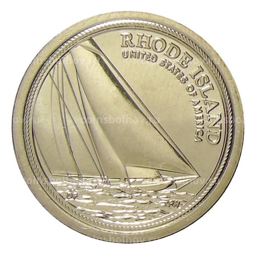 Монета 1 доллар 2022 года D США Американские инновации —Род Айленд  (Яхта Натанаэля Херрешоффа)