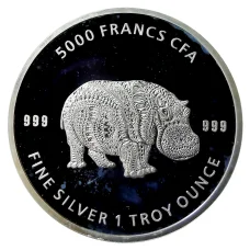 Монета 5000 франков  2020 года Чад —  Мандала  - Бегемот (аверс)