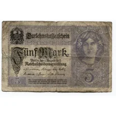 Банкнота 5 марок 1917 года Германия