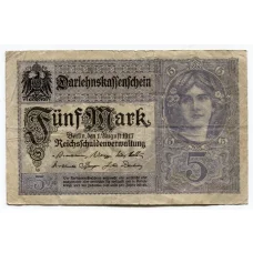 Банкнота 5 марок 1917 года Германия