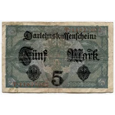 Банкнота 5 марок 1917 года Германия (вид 2)