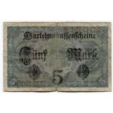 Банкнота 5 марок 1917 года Германия (вид 2)