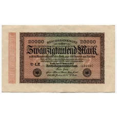 Банкнота 20000 марок 1923 года Германия