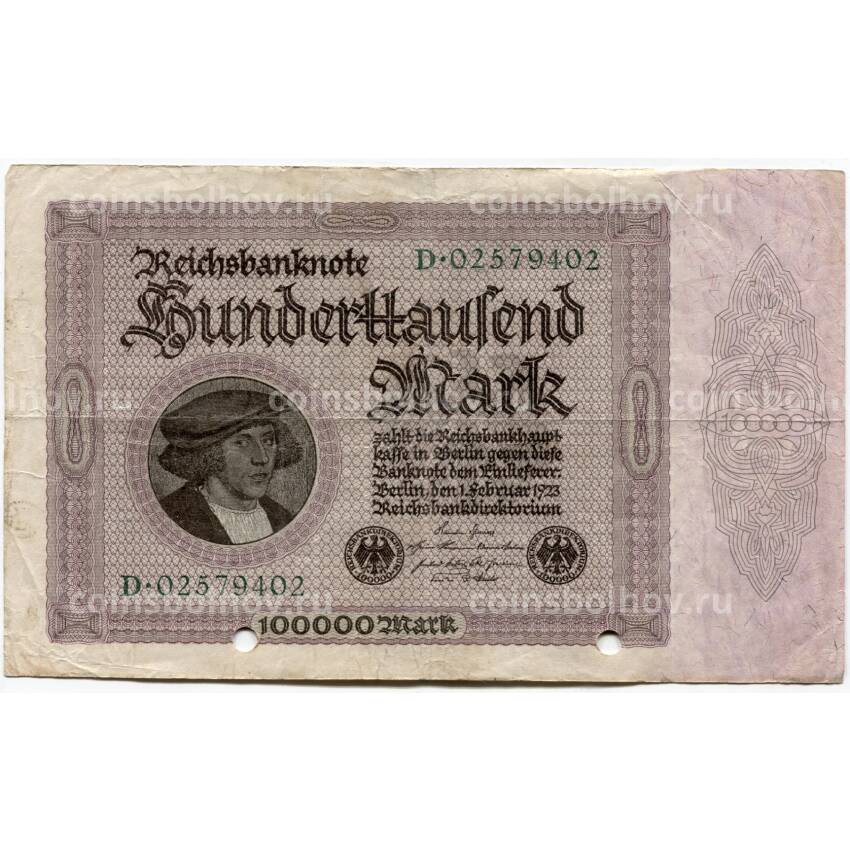 Банкнота 100000 марок 1923 года Германия