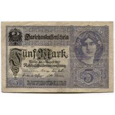 Банкнота 5 марок 1917 года Германия