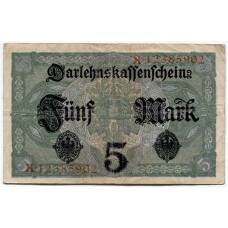 Банкнота 5 марок 1917 года Германия (вид 2)