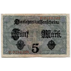 Банкнота 5 марок 1917 года Германия (вид 2)