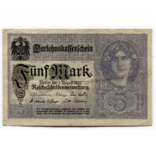 Банкнота 5 марок 1917 года Германия