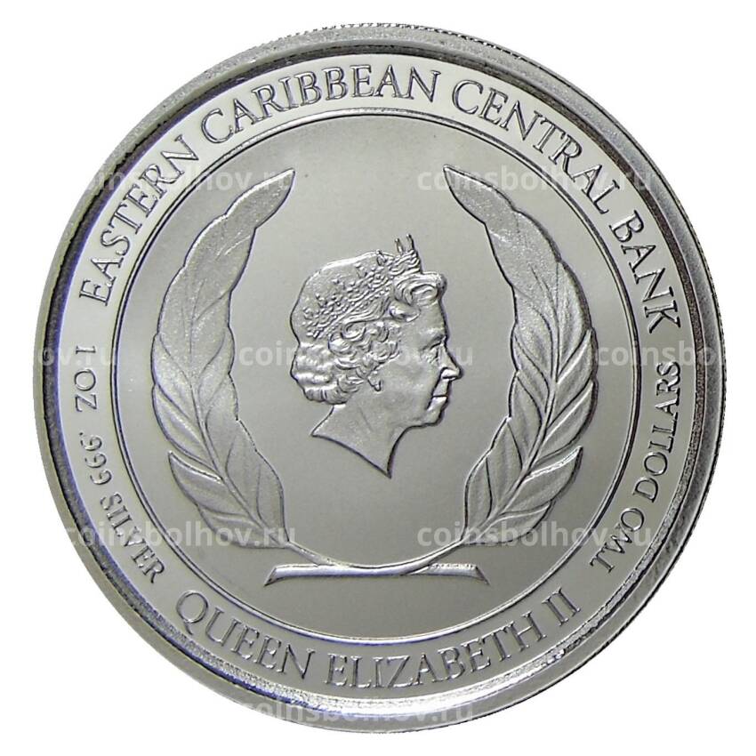 Монета 2 доллара 2019 года Восточные карибы— Сент-Китс и Невис (вид 2)