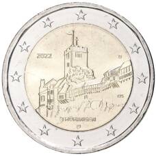 Монета 2 евро 2022 года D Германия —  Тюрингия, Замок Вартбург (аверс)