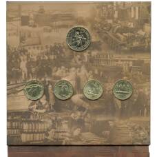 Набор из 4 монет 10 рублей 2021 года ММД «Города Трудовой Доблести» (В буклете с жетоном)