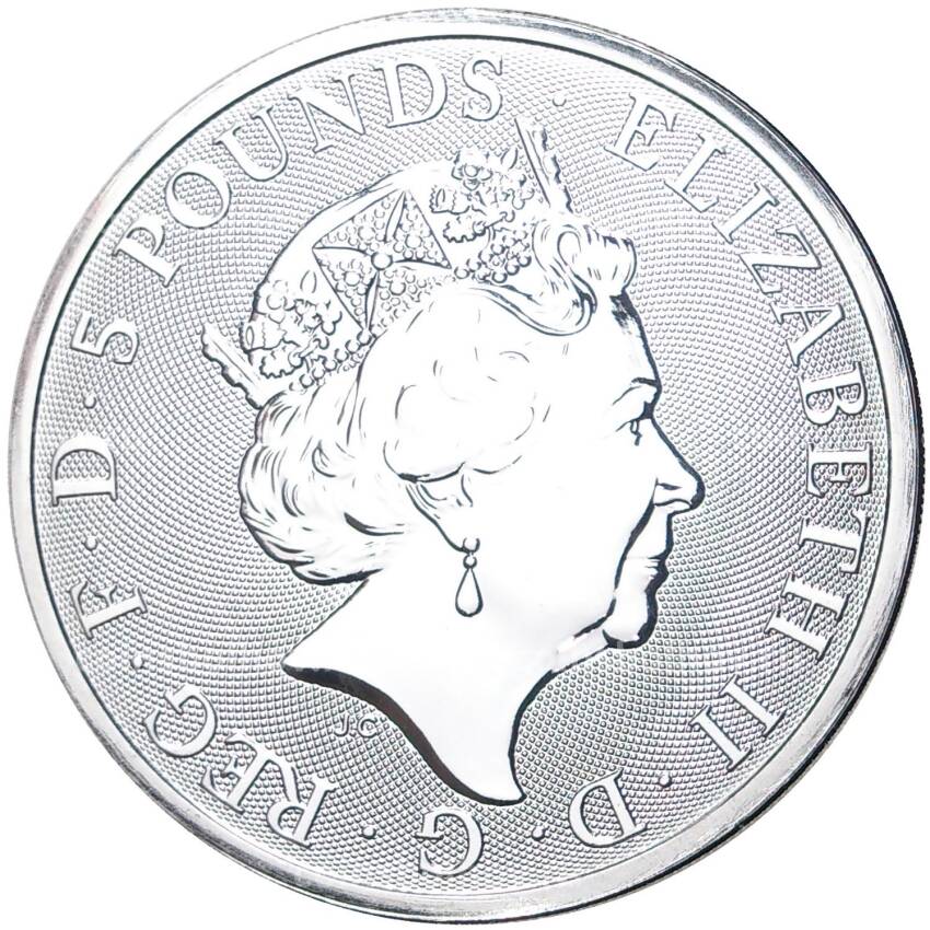 Монета 5 фунтов 2022 года Великобритания —  Звери Королевы — Лев Англии (вид 2)