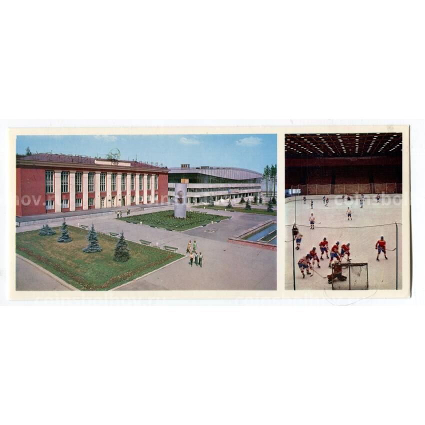 Открытка Новосибирск — Дворец спорта «Сибирь». Хоккеисты на тренировке