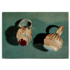Открытка Кольца. Золото,серебро, альмандин,бирюза. Зернь,чернь XIX век