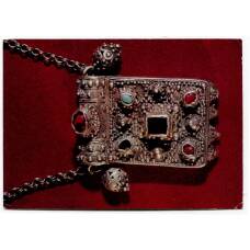 Открытка Коробка-амулетница. Серебро,бирюза, амальдин. Зернь XVII-XVIII век