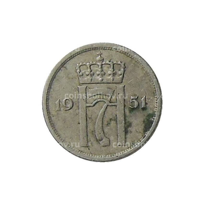 Монета 10 эре 1951 года Норвегия (вид 2)