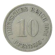 Монета 10 пфеннигов 1901 года F Германия (аверс)