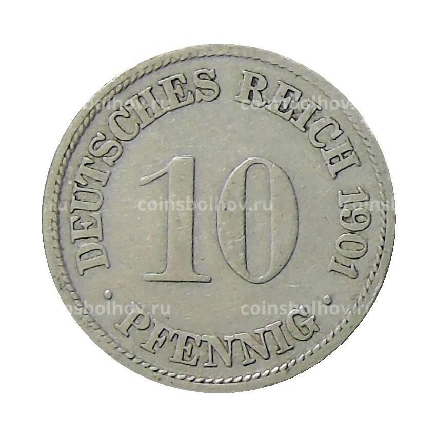 Монета 10 пфеннигов 1901 года F Германия