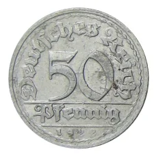 Монета 50 пфеннигов 1922 года G Германия (аверс)