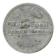 Монета 50 пфеннигов 1922 года D Германия (реверс)