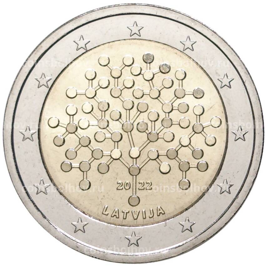 Монета 2 евро 2022 года Латвия —  Финансовая грамотность
