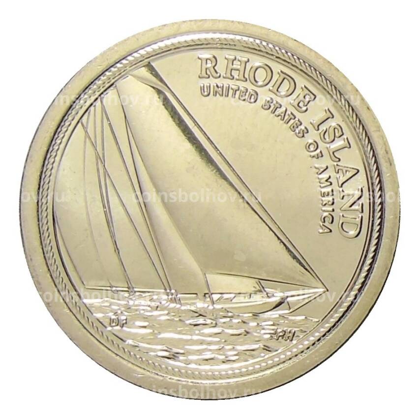 Монета 1 доллар 2022 года P США — Американские инновации —Род Айленд  (Яхта Натанаэля Херрешоффа)