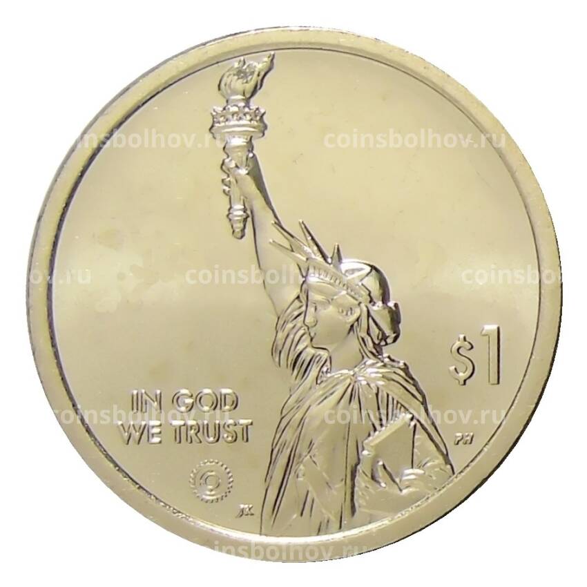 Монета 1 доллар 2022 года P США — Американские инновации —Род Айленд  (Яхта Натанаэля Херрешоффа) (вид 2)