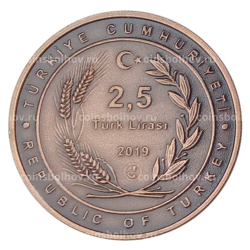 Монета 2.5 лиры 2019 года Турция —  100 лет созданию Министерства иностранных дел Азейбарджана (вид 2)
