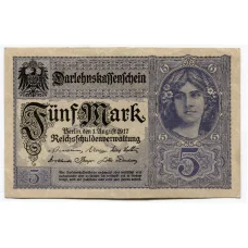 Банкнота 5 марок 1917 года Германия