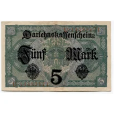 Банкнота 5 марок 1917 года Германия (вид 2)