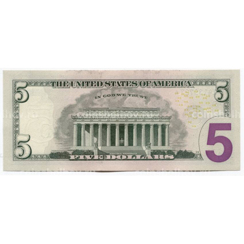 Банкнота 5 долларов 2017 года США (вид 2)