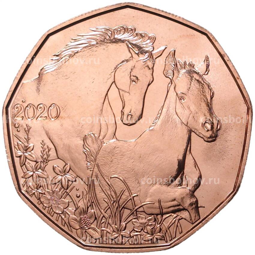 Монета 5 евро 2020 года Австрия —  Друзья на всю жизнь — Лошади