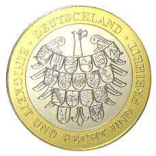 Жетон 2015 года Германия «25 лет со дня объединения Германии — 1991 год, Национальный гимн» (вид 2)