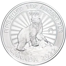 Монета 5 долларов 2022 года Канада — Белый медведь (в блистере) (аверс)