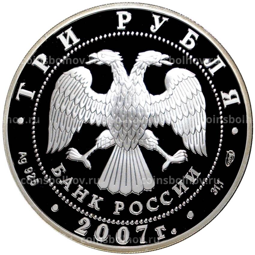 Монета 3 рубля 2007 года СПМД —  Международный полярный год (вид 2)