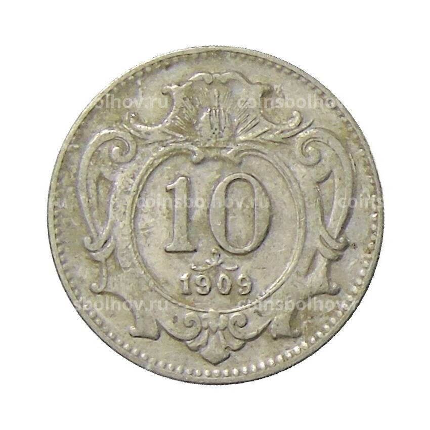Монета 10 геллеров 1909 года Австрия