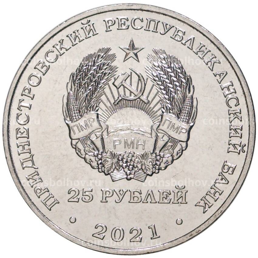 Монета 25 рублей 2021 года Приднестровье —  20 лет Конституционному суду ПМР (вид 2)