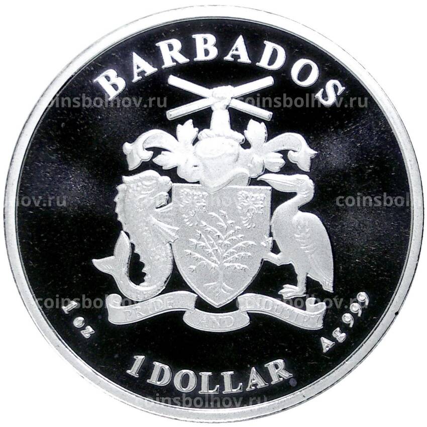 Монета 1 доллар 2022 года Барбадос —  Морской конек (вид 2)