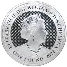 Монета 1 фунт 2022 года Остров Святой Елены — Дикая природа Индии — Кобра (реверс)