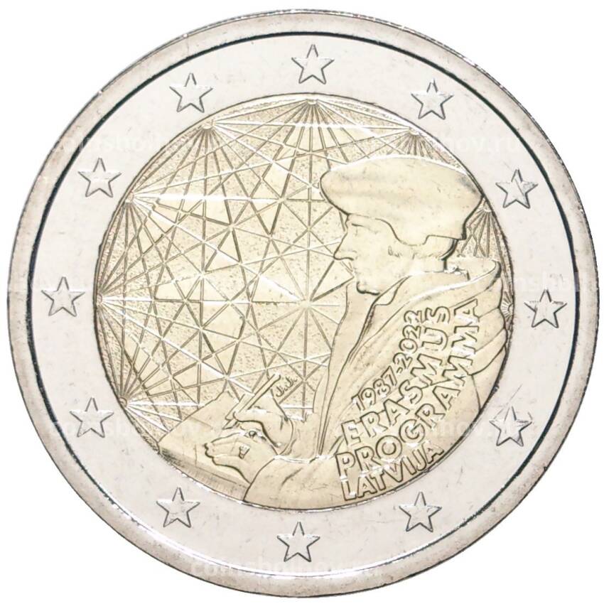 Монета 2 евро 2022 года  Латвия —  35 лет программе Эразмус