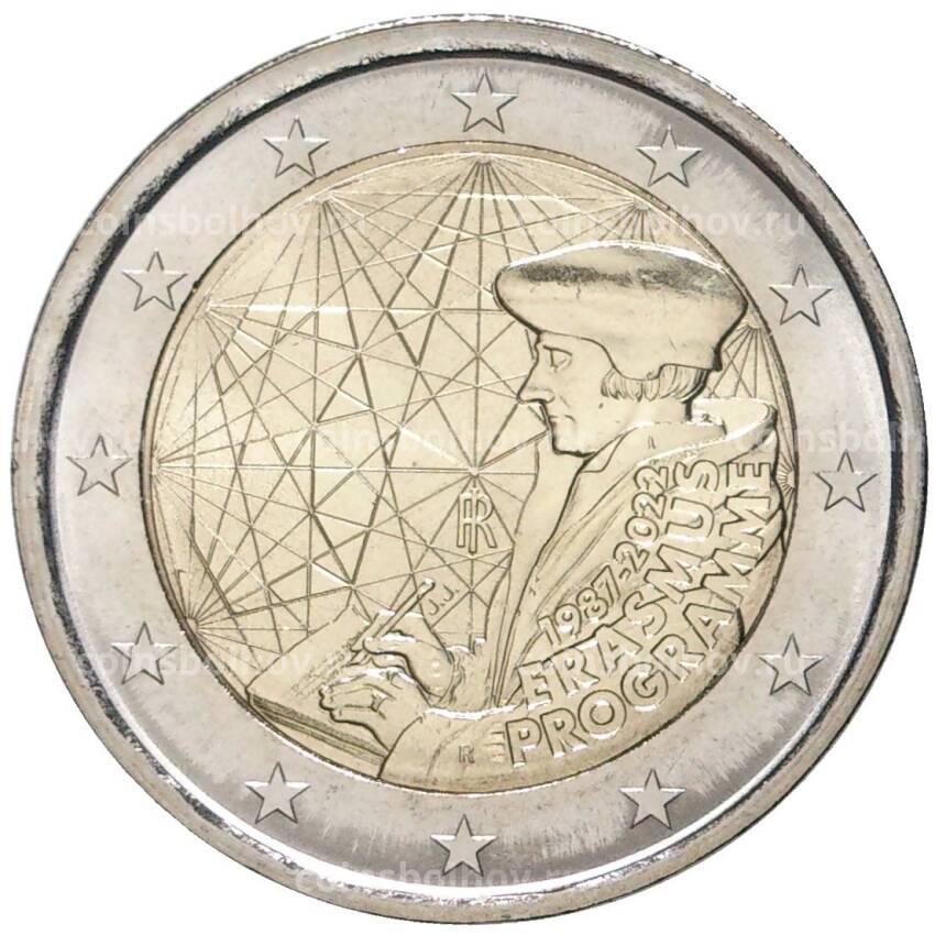 Монета 2 евро 2022 года Италия —  35 лет программе Эразмус